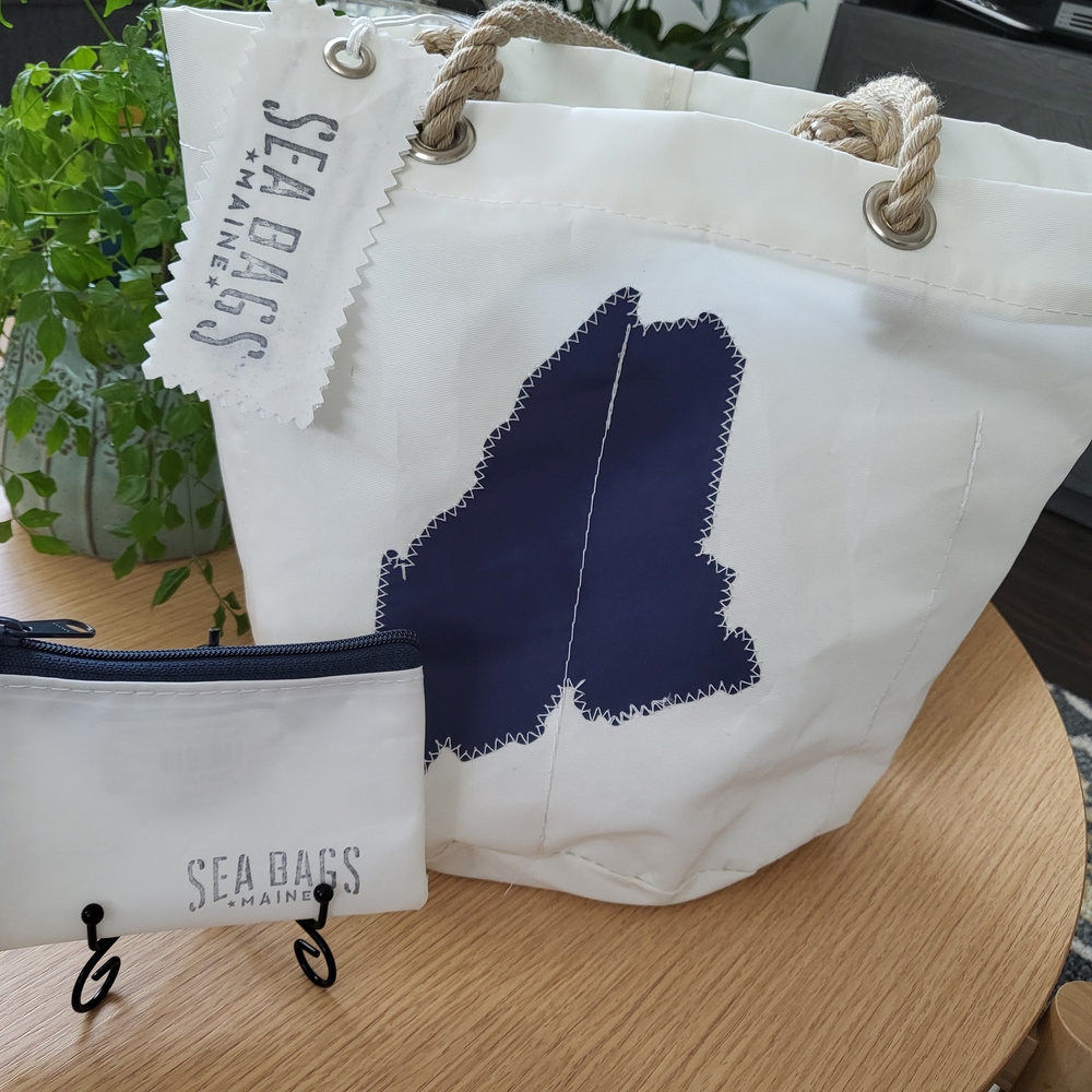 White and Navy Tote
